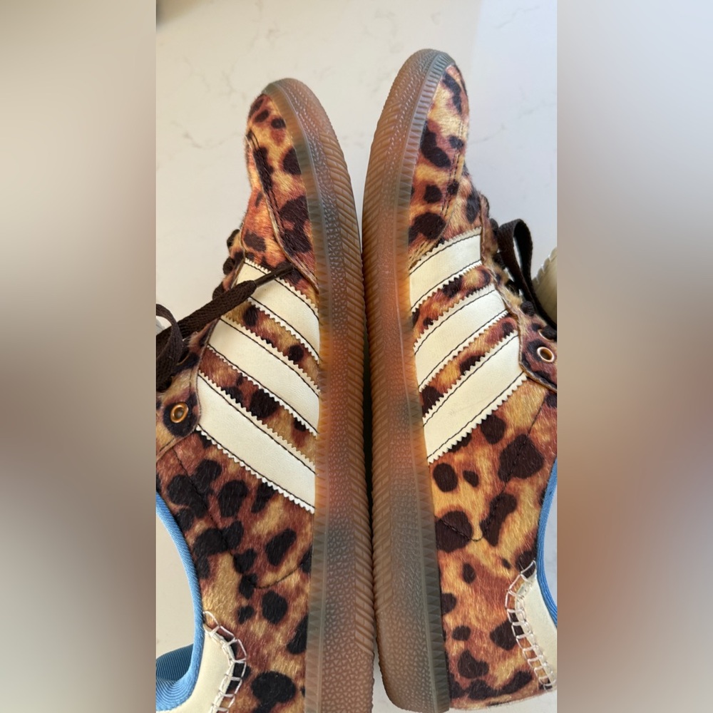 adidas wales Bonner Leopard-Print Sneakers in Brown and Blue - Picture 14 of 14